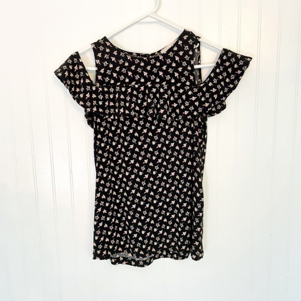 LOFT floral cold shoulder top - XS